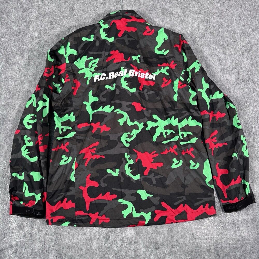 Nike FC Real Bristol FCRB Storm-Fit Rain Jacket Mens XL Gray Camo Warm Up Hood - Picture 14 of 16